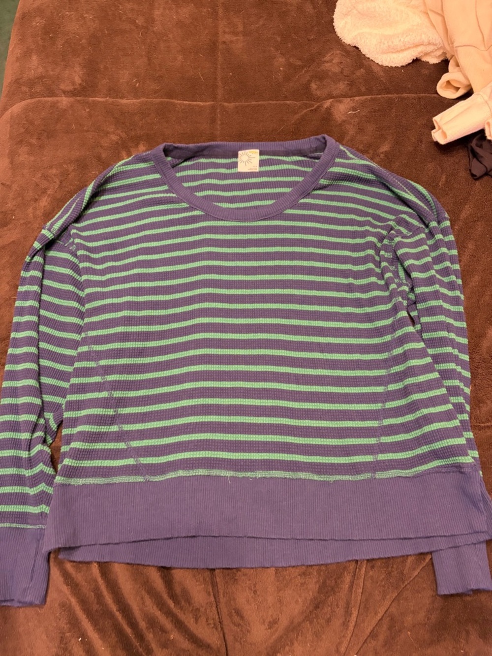 aerie Striped Crewneck Sweater in Purple and Mint